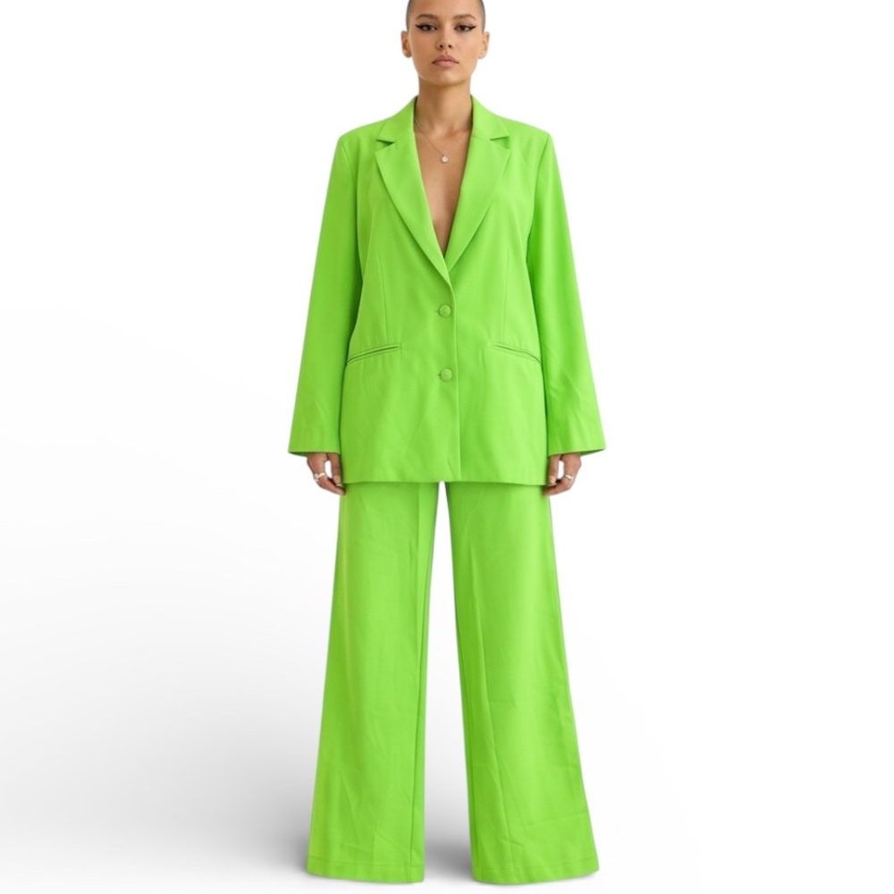 Women's Neon Green Blazer and Pants Set